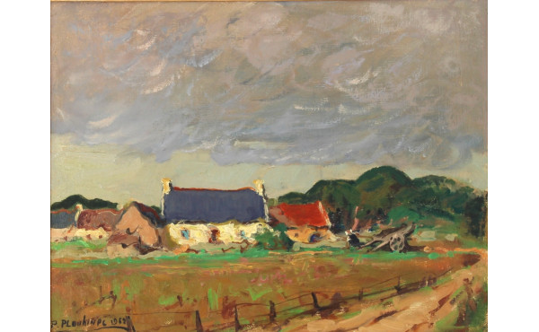 Pierre PLOUHINEC (1907-1984) "Ferme bret