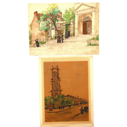 Henri NOIZEUX (1871-?) - Lot de 2 aquare