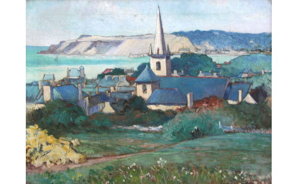 François RUELLAN (Xxème) "Paysage d'Erqu