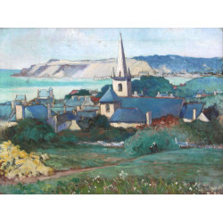 François RUELLAN (Xxème) "Paysage d'Erqu