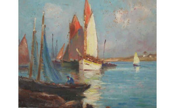 Ecole Française Xxème "Marine", huile su
