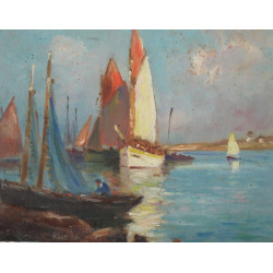 Ecole Française Xxème "Marine", huile su