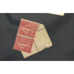 France - 10 c rose par paire avec défaut