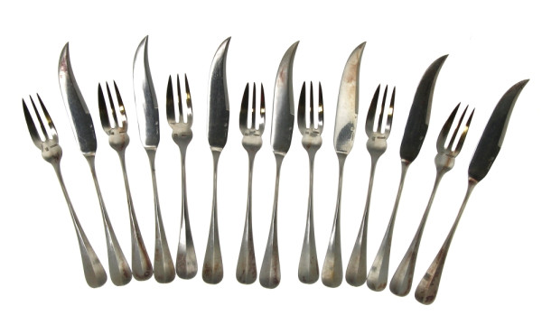 BOULENGER - 7 petits couverts à poisson 