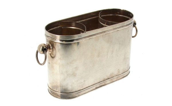 Raffraîchissoir double en métal argenté,