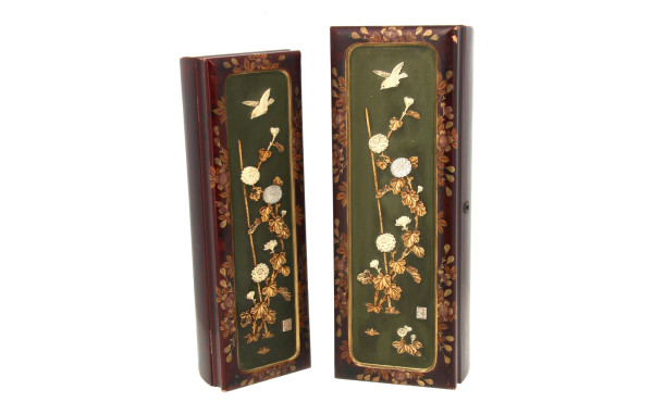 Paire de coffrets en laque, couvercle à 