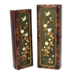 Paire de coffrets en laque, couvercle à 