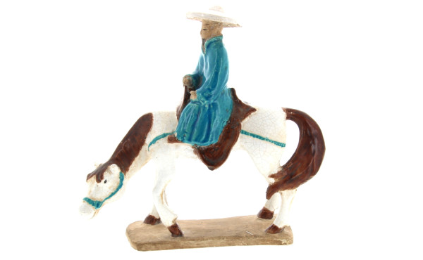 TOBA sur son âne, sujet en céramique chi