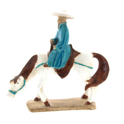 TOBA sur son âne, sujet en céramique chi