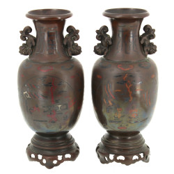 CHINE - Paire de vases en bronze, H 29,5