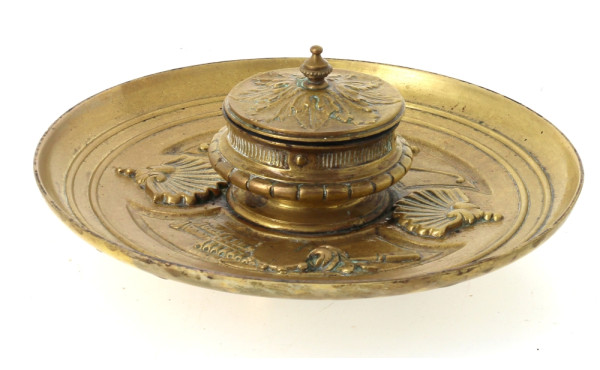 Encrier en bronze XIXe avec son godet di