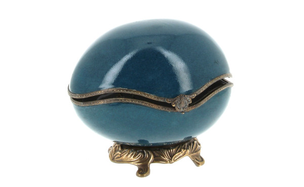 Coffret de forme ovoïde en céramique ble