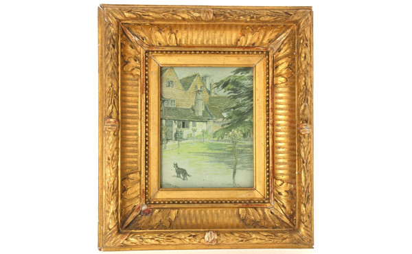 Cadre XIXème en bois et stuc doré à déco