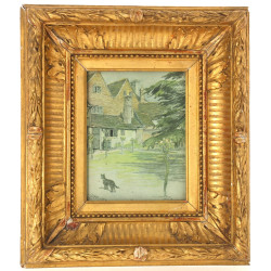 Cadre XIXème en bois et stuc doré à déco