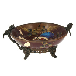 Coupe montée en faïence fine à décor jap