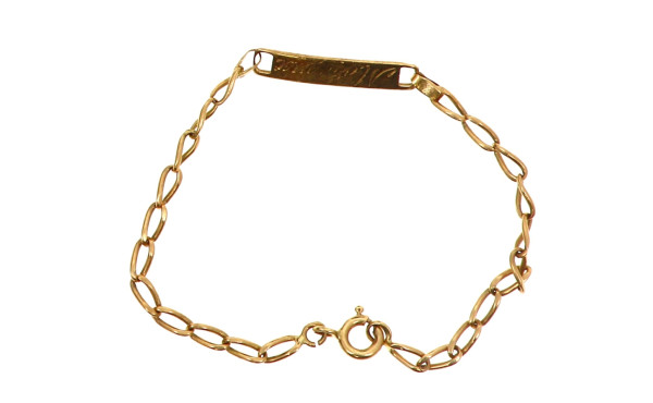 Gourmette gravée en or jaune 18 cts, poi