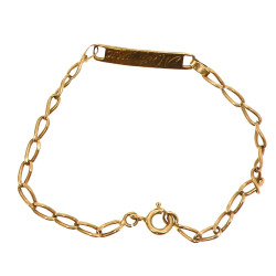 Gourmette gravée en or jaune 18 cts, poi