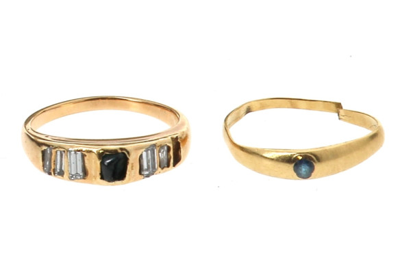 Lot de 2 bagues or jaune 18 cts accident