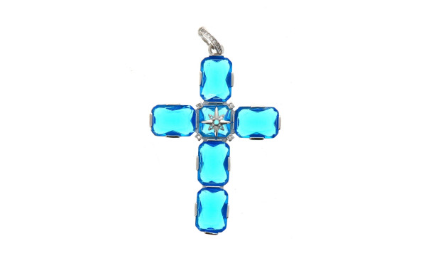 Importante croix en argent 925ème sertie