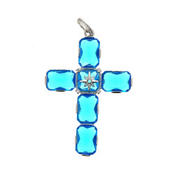 Importante croix en argent 925ème sertie