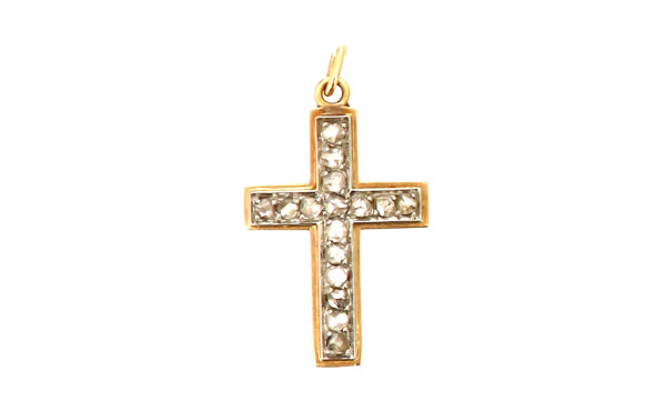Pendentif croix ancien deux ors 18 cts s