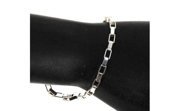 Bracelet ligne maille alternée en argent