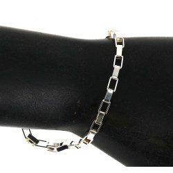 Bracelet ligne maille alternée en argent