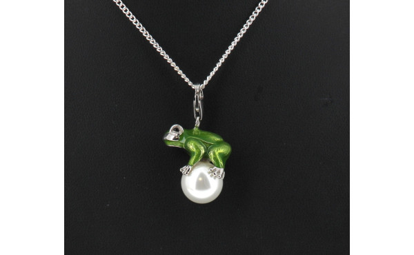 Pendentif "grenouille" en métal émaillé 