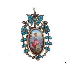 Pendentif XIXème en argent et vermeil, c
