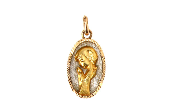 Médaille religieuse deux ors 18 cts, poi