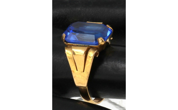 Bague ART DECO en plaqué or et strass bl