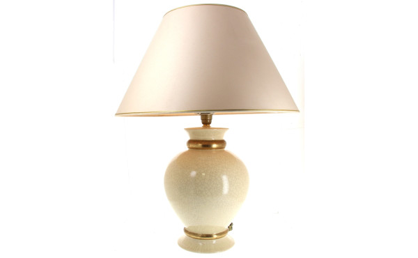 Lampe décorative en faïence ivoire et or