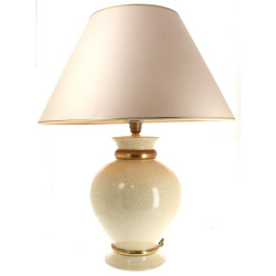 Lampe décorative en faïence ivoire et or