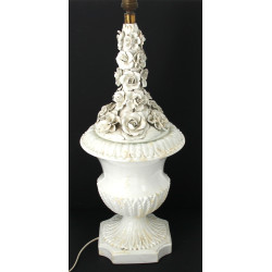 Pied de lampe en faïence fine et barboti