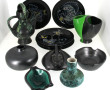 13 pièces en céramique noir et vert, ann