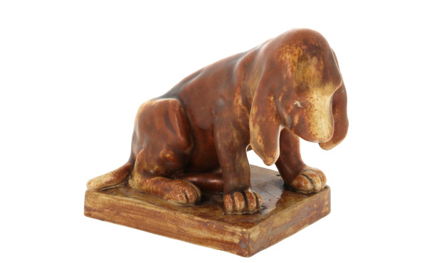 RAMBERVILLERS - Chiot basset en grès, L 