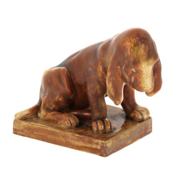 RAMBERVILLERS - Chiot basset en grès, L 