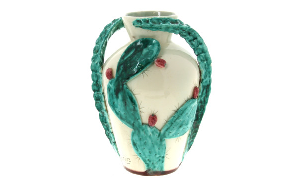 AZUREART - Vase cactus en faïence, H 28 