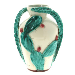 AZUREART - Vase cactus en faïence, H 28 