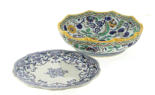 GIEN - Coupe à fruits en faïence à décor