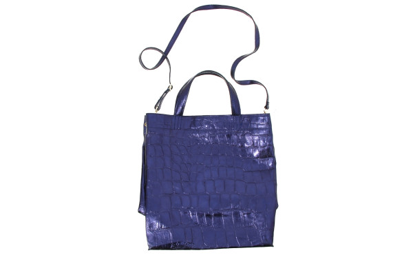 Sac en cuir aspect croco, couleur violet