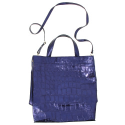 Sac en cuir aspect croco, couleur violet
