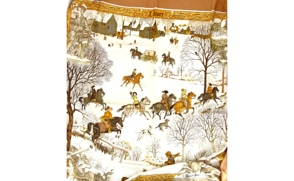 HERMES PARIS - Carré en soie décor paysa