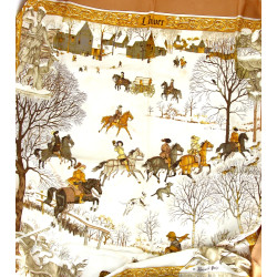 HERMES PARIS - Carré en soie décor paysa