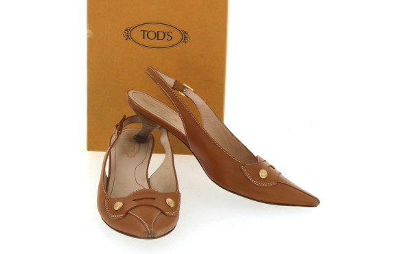 TOD'S - Paire d'escarpins ouverts, en cu