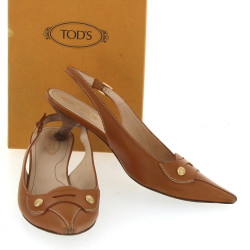 TOD'S - Paire d'escarpins ouverts, en cu