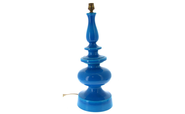 Lampe vintage en porcelaine turquoise, H