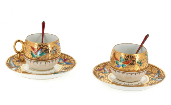 LE TALLEC Paris - Paire de tasses et sou