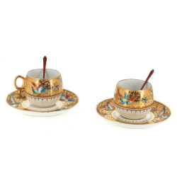 LE TALLEC Paris - Paire de tasses et sou