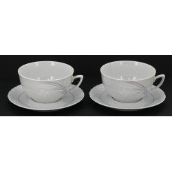 6 tasses déjeuner avec sous-tasses en po